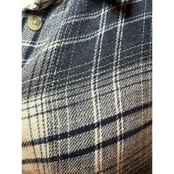 AMERICAN EAGLE Blue Plaid Flannel Peplum Shirt Women’s Large - Picture 2 of 7